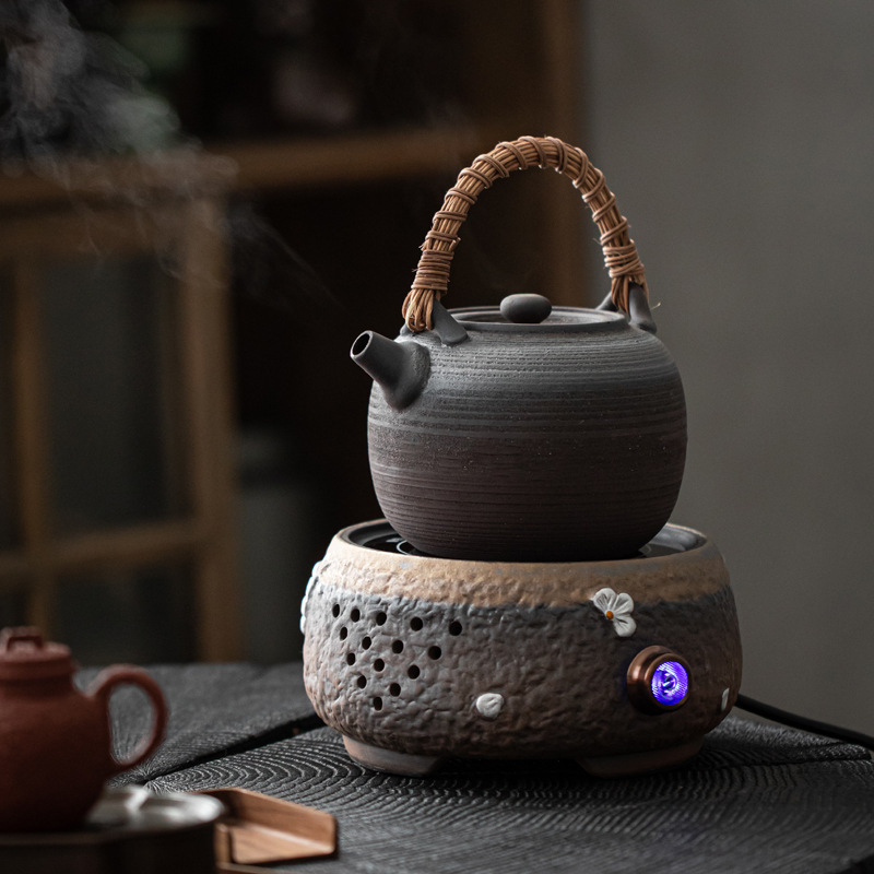 Tea Brewing Set with Japanese-Style Teapot, Retro Coarse Pottery Fully Automatic Small Electric Ceramic Stove Set Gift Tea Brewing Set with Japanese-Style Teapot, Retro Coarse Pottery Fully Automatic Small Electric Ceramic Stove Set Gift