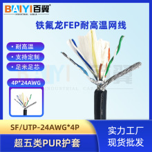 百翼六类拖链网线4P*26AWG防油耐磨cat6a万兆双绞线通讯工程网线