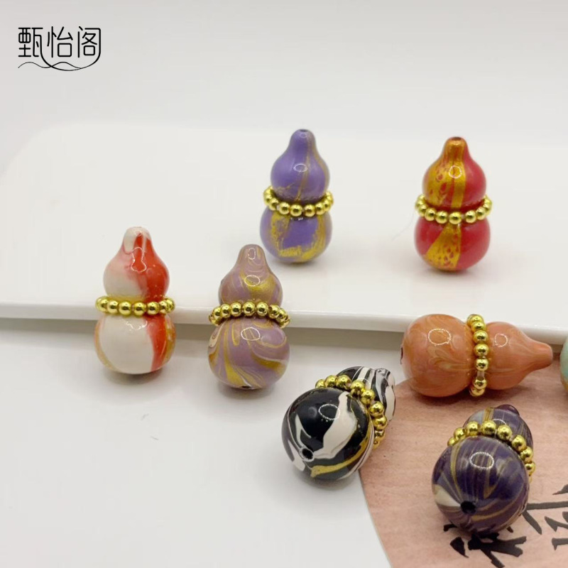 油画大漆葫芦金珠跑环腰线飘漆葫芦吊坠挂饰文玩配饰配件diy饰品|undefined