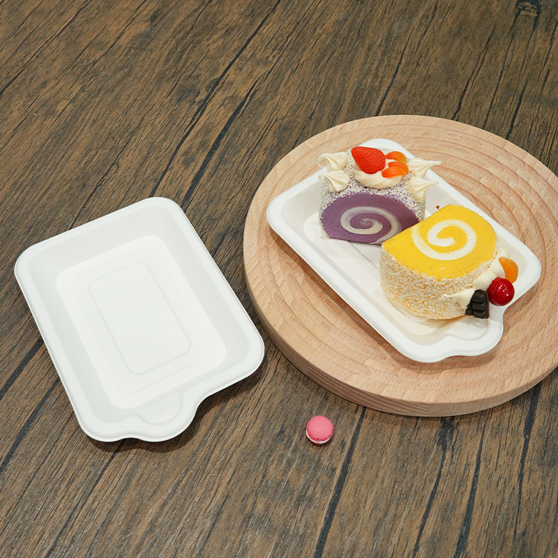 Simple Disposable Square Thickened Environmentally Friendly Paper Plate Fork Plate Rectangular Paper Plate Cake Degradable Paper Plate