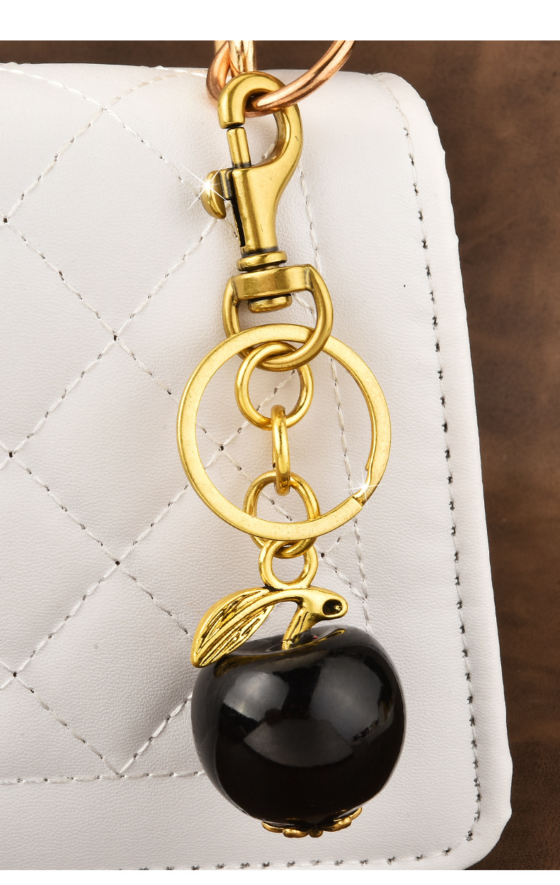 Apple Pattern Women's Gender Plating Design Cute Style Cute Apple Alloy Plating Women's Bag Pendant Keychain