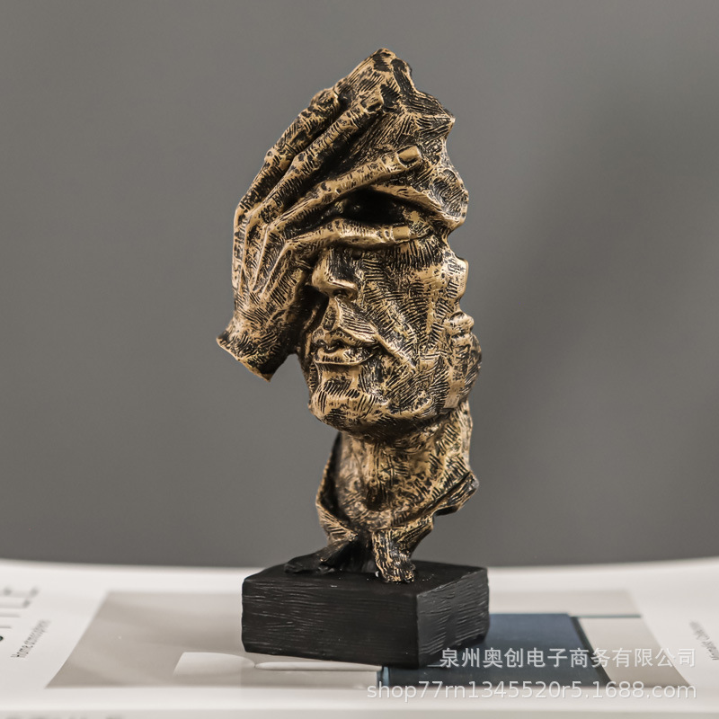 Arte abstracto sala de estar lujosa decoración de oficina silenciosa es escultura de oro portail armario decoración de escritorio para el hogar