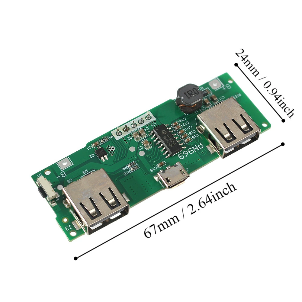 [Модуль зарядки 18650 5В 2.4А с LED, двойной USB Micro/Type-C, плата защиты зарядки]
