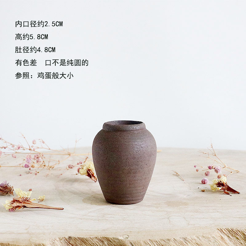 迷你水培小花瓶陶瓷复古餐桌装饰品摆件办公室桌面绿植铜钱草茶玩|undefined