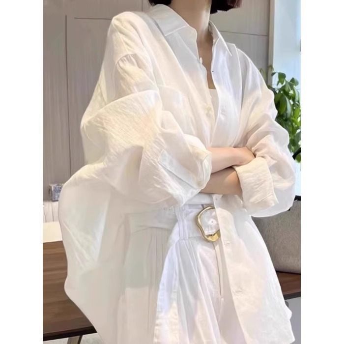 宽松慵懒白色薄款衬衫上衣外套女装夏季新款宽松新款防晒衣女外穿|undefined