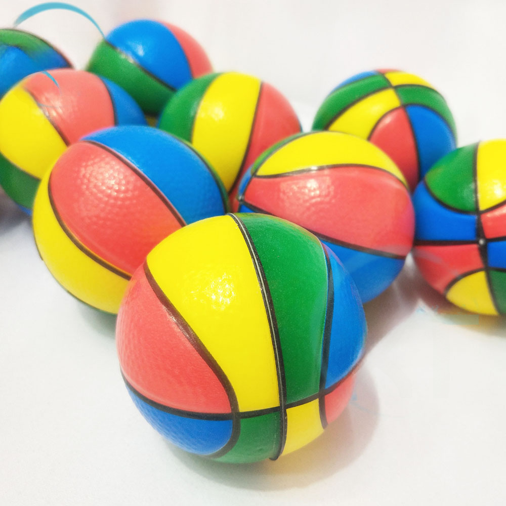 63mm four-color basketball pressure ball Pu ball wholesale color basketball educational toys sponge vent ball wholesale manufacturers