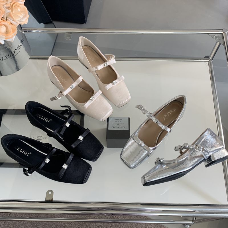 Thick Heel French Mary Jane Shoes Women's Shoes 2024 Spring and Autumn New Fairy Style Bow Style Night Style Shoes