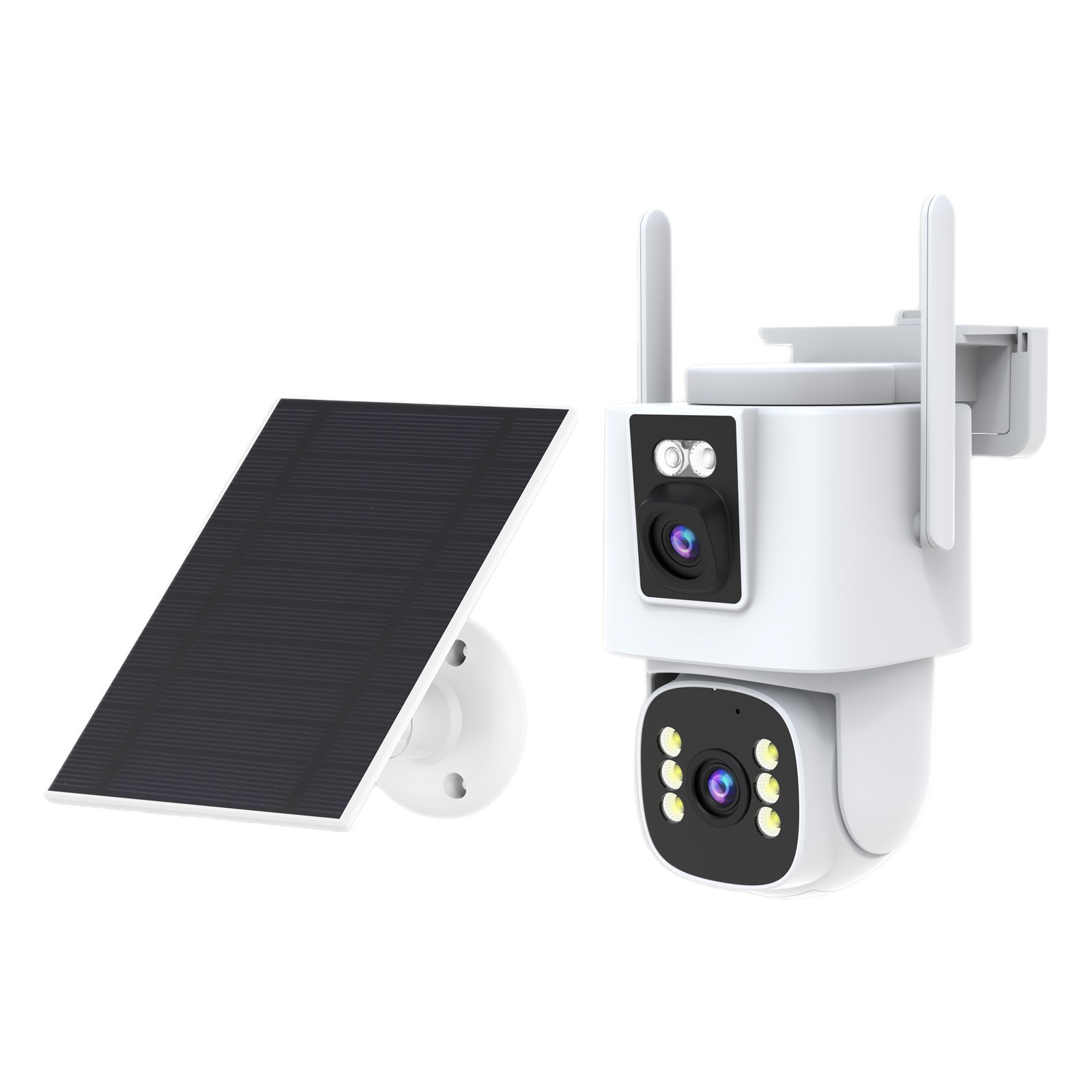 Cámara domo PTZ inalámbrica icsee HD de bajo consumo con energía solar 4G y doble lente AOV para monitoreo transfronterizo en fábricas