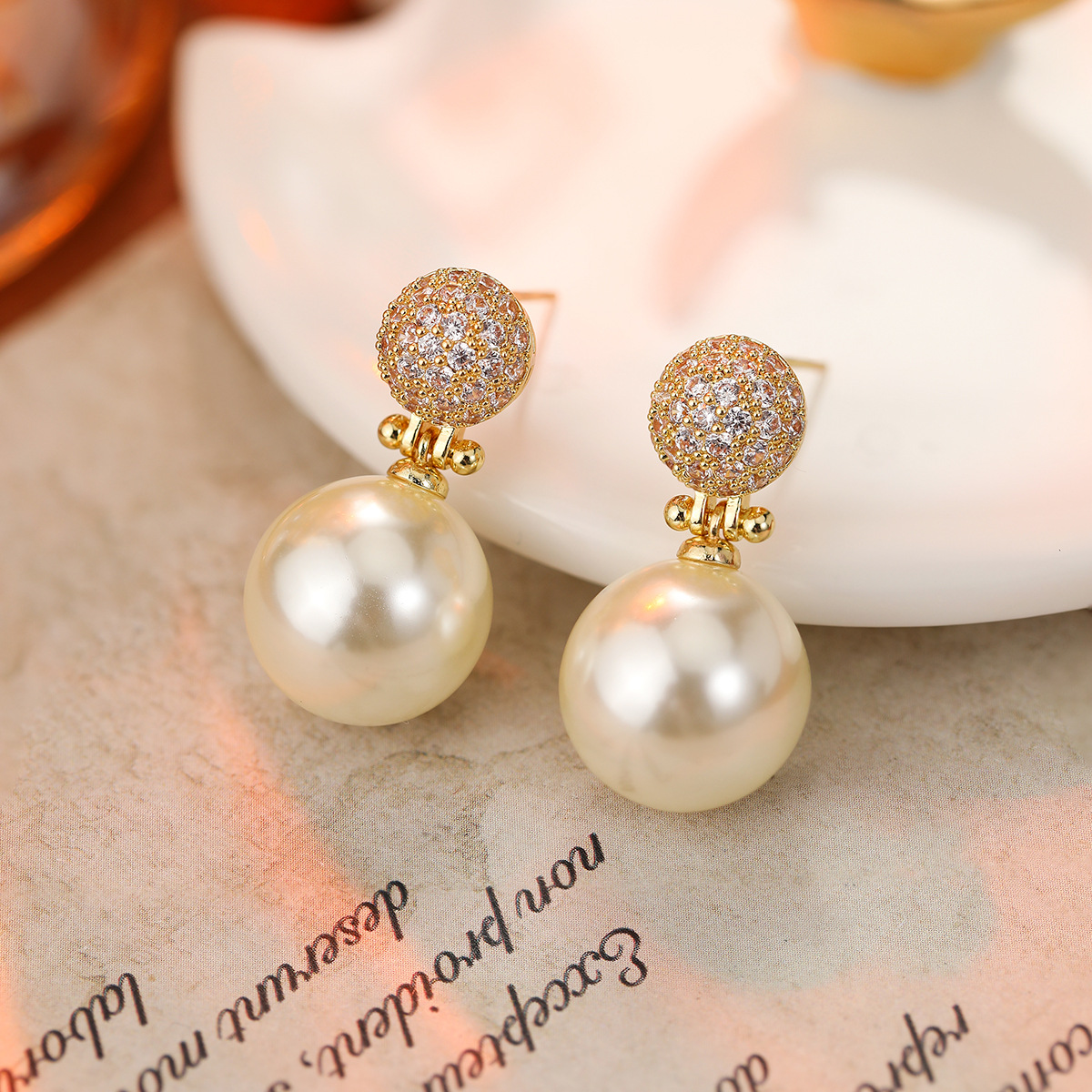 Widney New Style Full Diamond Pearl Earrings Fashion Elegant High Luxury Elegant Simple All-match 925 Silver Pin Earrings