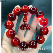 东北琥珀木原木料松明子沉化老料血龙木手串全透固化玉化转运佛珠