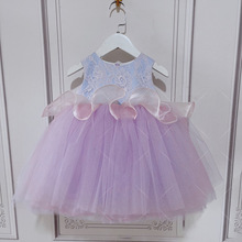 外貿寶寶周歲禮服浪漫紫蓬蓬網紗兒童禮特別寶生日周歲宴公主裙