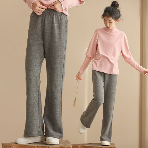 Junior High School Student High-Waisted Japanese Style Mini Platform Pants  New Spring and Autumn Girls' Elastic Solid Color Slimming Pants One Piece Drop Shipping