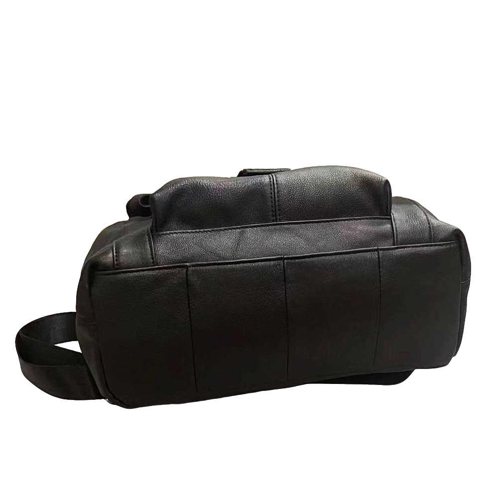 Leather Backpack, Fashionable Men's And Women's Backpack, Black Soft Cowhide Travel Backpack_voghion.com
