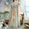 Beige top + suspender skirt + shawl