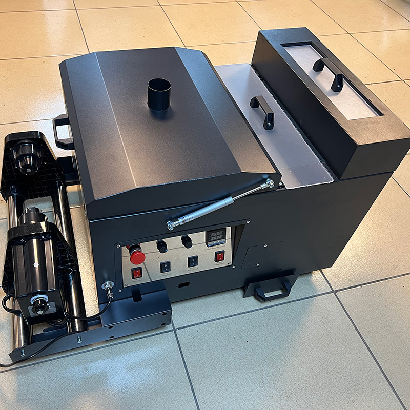 Polvo de fusión en caliente de la película del ANIMAL DOMÉSTICO de sellado caliente de la tinta blanca de los 30cm que sacude la máquina