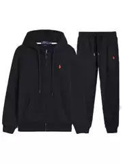Rl Embroidered Pony Cardigan Style Fleece-Lined Suit Sweatshirt for Men and Women Spring Hooded Jacket + Pants Spring New Style