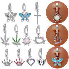 蓋貝歐美跨境太陽肚臍環楓葉臍釘貓頭臍環不鏽鋼臍扣穿刺飾品