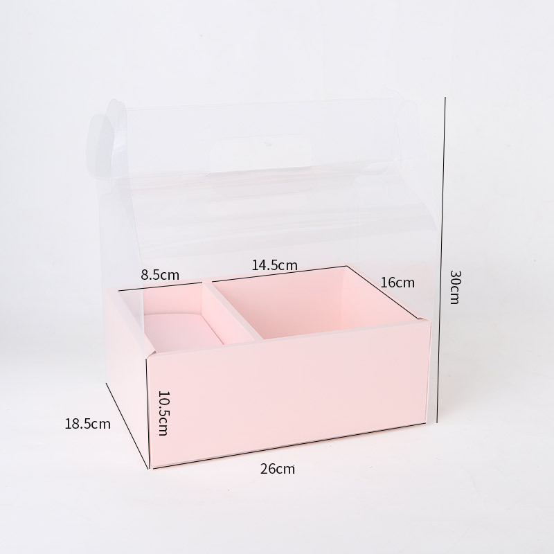 Caja de mano de San Valentín caja de mano plegable de pvc caja de mano ramo rectangular caja vacía embalaje de flores caja de regalo de frutas