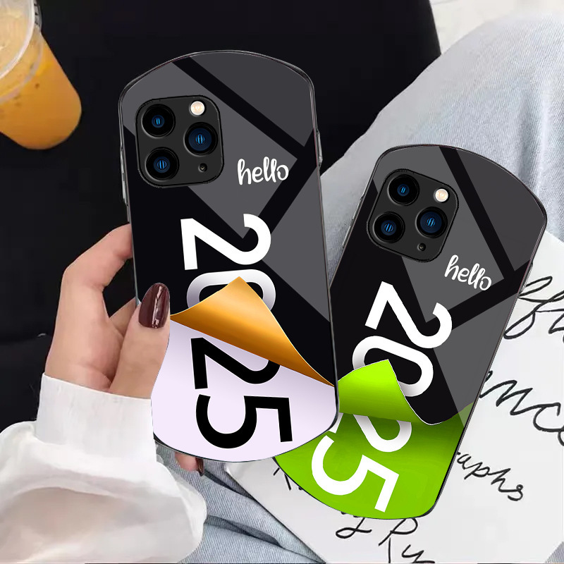 2025 Year of the Snake New Apple 16 Mobile Phone Case 15 Internet Celebrity 14 Light Luxury 15 Simple 16 Glass 11 Full Package