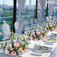 饭店转盘中间仿真花假花餐厅酒店摆花圆形桌花 花艺摆件宴会桌花