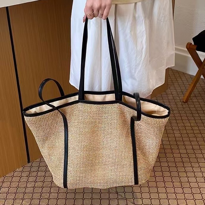 European and American Fashion Straw Woven Bag, Large Capacity Underarm Bag, New Tote Bag, Women's Shopping Bag, Handbag, Beach Woven Bag
