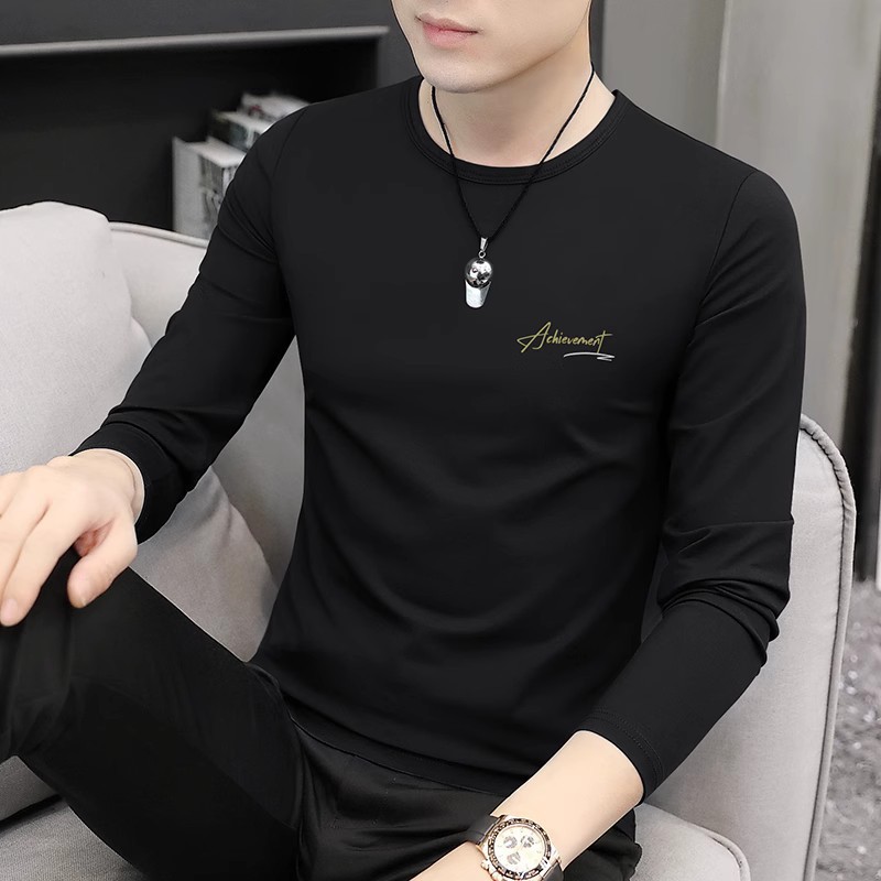 Long-sleeved T-shirt Men's Slim-fit Base Shirt 2024 New All-match Elastic Underwear Thin Autumn Jacket Spring and Autumn