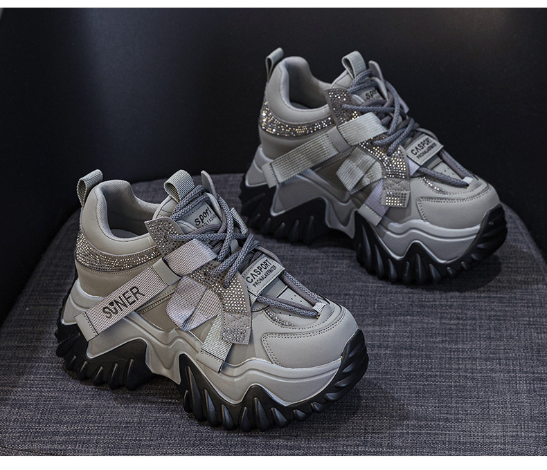 Giày sneaker nữ chunky đế dày phong cách retro, tăng chiều cao — Xám lông cừu 5013-1, Be lông cừu 5013-1, Be một lớp 5013, Đỏ lông cừu 5013-1 chi tiết 29