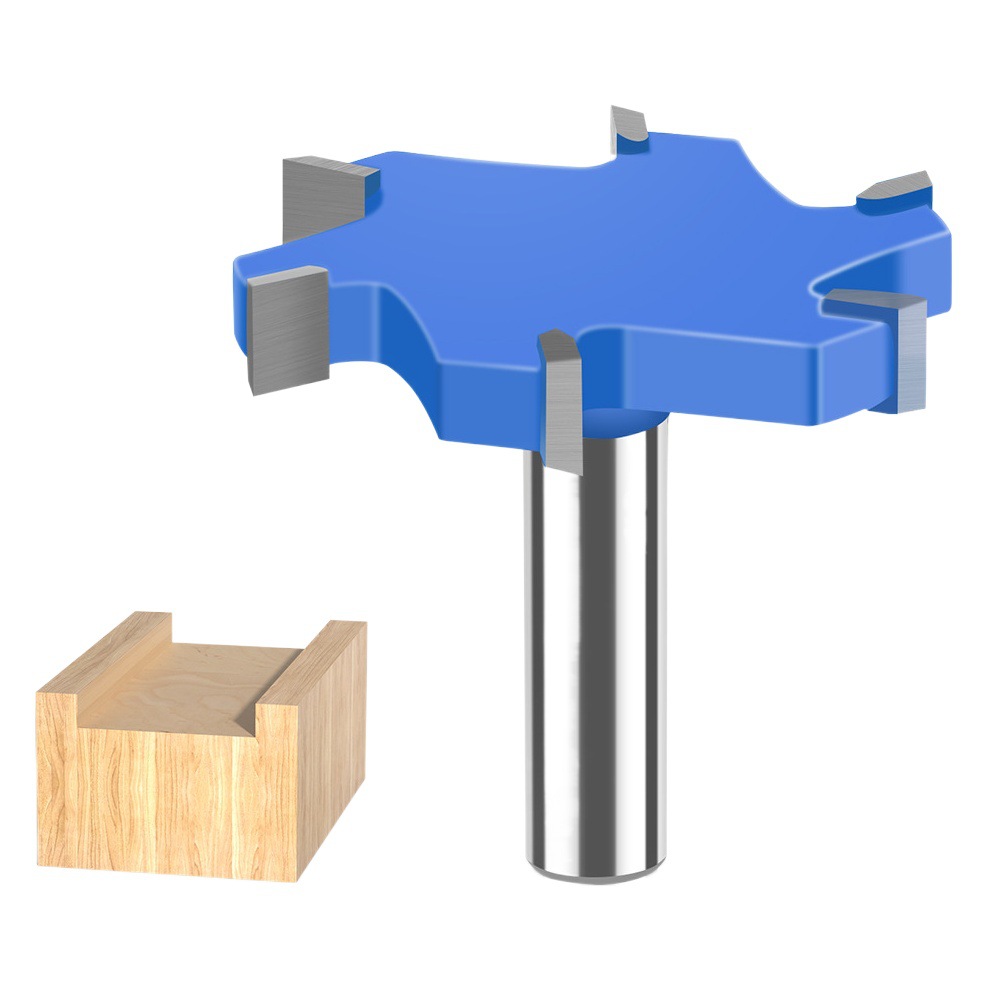 Cuchillo en forma de T de cuatro dientes de 6 dientes 1/2 mango Herramienta de carpintería de mango de 12mm Cuchillo de ranura en forma de T alargado Cuchillo de ranura Cortador de fresado en forma de T Cuchillo Tenon