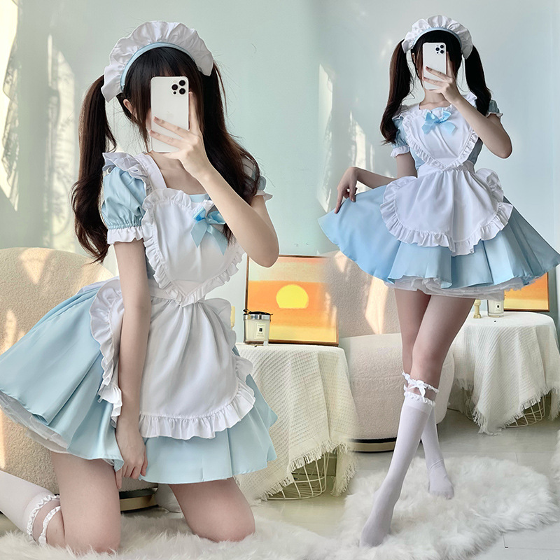 Pink and Blue Maid Outfit Japanese Alice Cute Soft Girl Lolita Maid Dress Women's Boss Dress