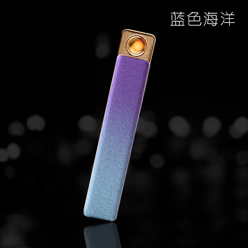 打火机新款热卖创意金属usb充电便携电子点烟器 防风细长条打火机|undefined