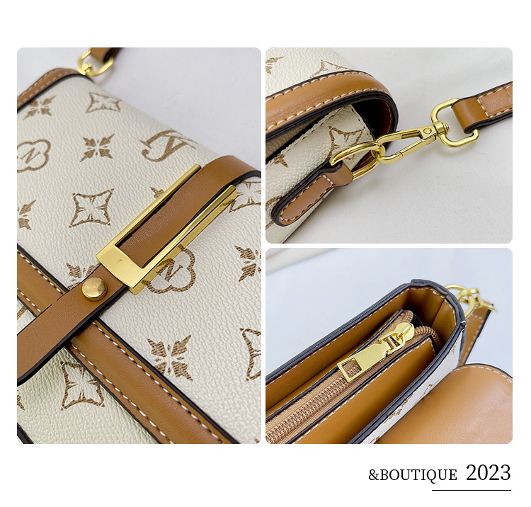 High-End-Damentasche, trendige Damentasche, modische kleine Tasche, Retro-Druck-Handtasche, Umhängetasche, leichte Luxus-Umhängetasche_voghion.com