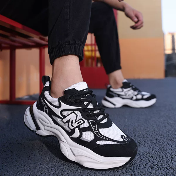 Wow, New Balance trendy men's shoes, mesh breathable versatile sports dad shoes, thick-soled height-increasing large size casual shoes NB
