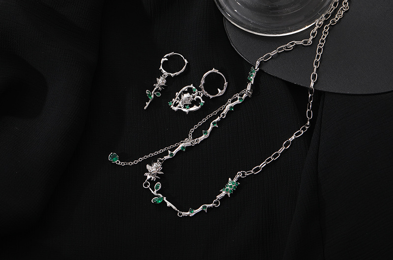 Fashion Flower Copper Plating Inlay Artificial Gemstones Womenu0027S Earrings Necklace