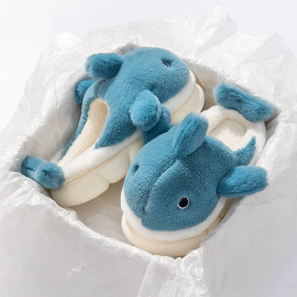 Whale cotton slippers-blue