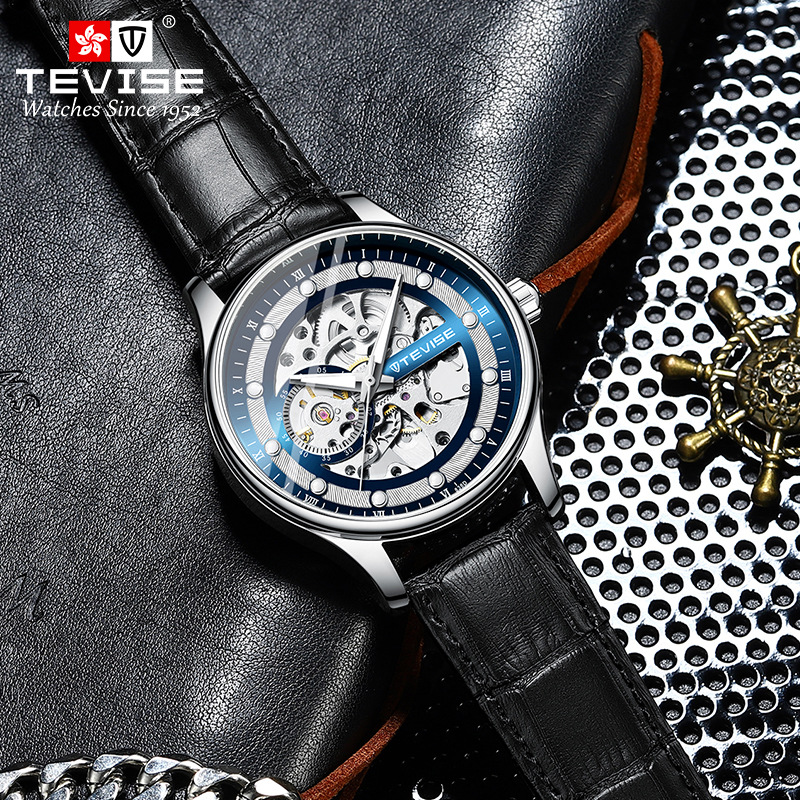 TEVISE teweys reloj mecánico hueco de los hombres de la correa de reloj de moda impermeable de los hombres reloj mecánico T836D