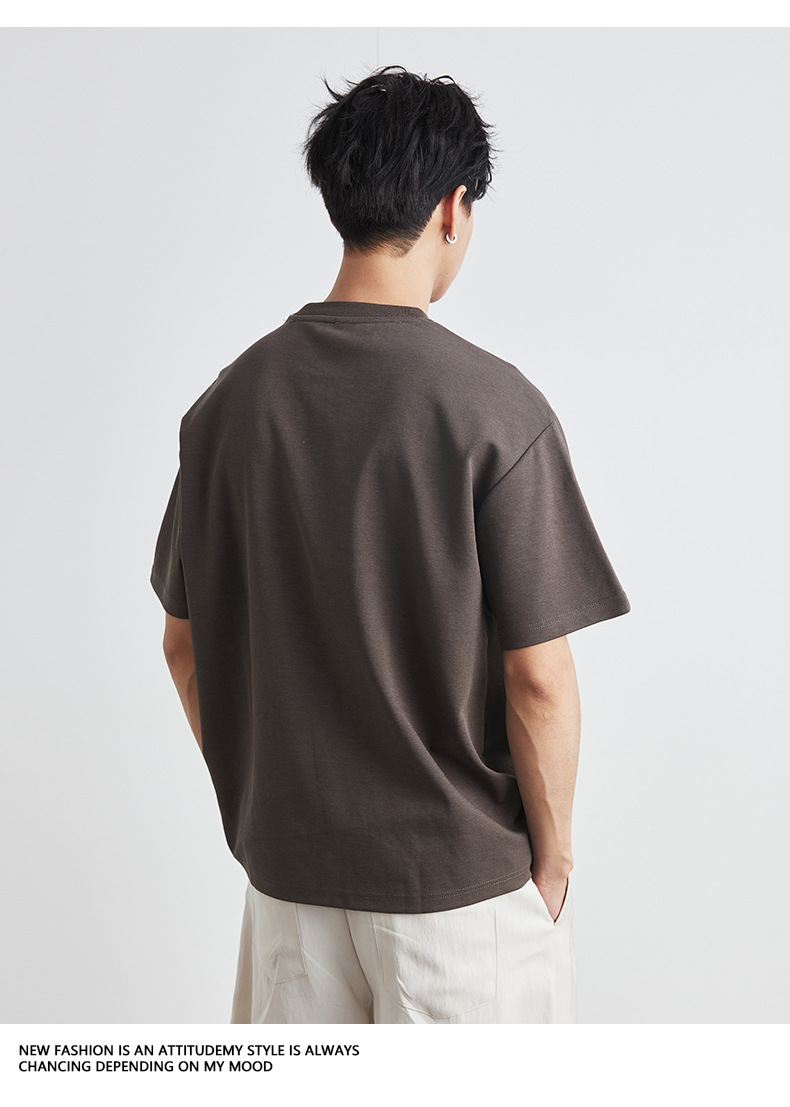 Áo thun nam cổ tròn tay ngắn chất liệu cotton thoáng mát — Màu xám đậm chi tiết 24
