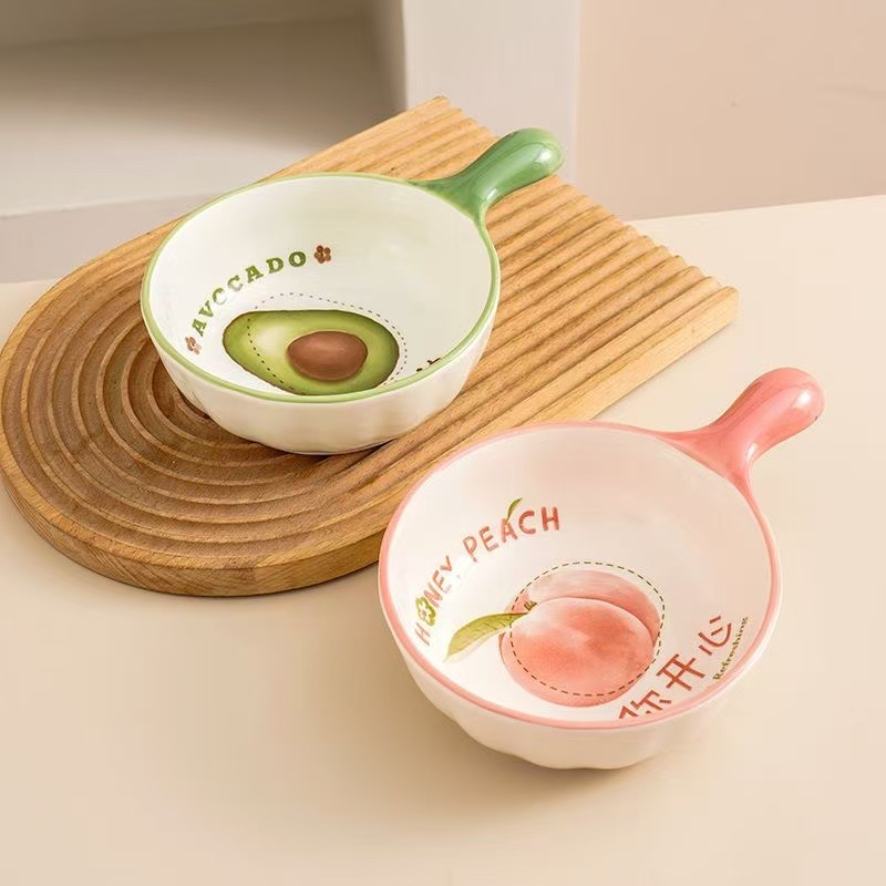 Fruit family mango cuenco esmaltado color red resistente a altas temperaturas cuenco de cerámica cuenco de arroz doméstico de alto valor facial cuenco de sopa de postre