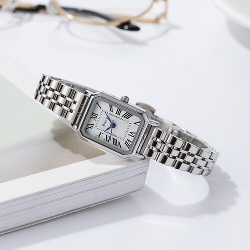 Ricikeyue Square Small Dial Women's Watch Korean Version Ins Simple Retro Style Steel Strap Quartz Women's Watch