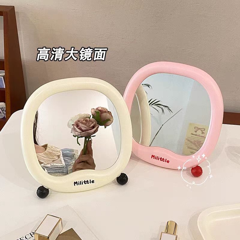 Ins Girl Heart HD Espejo de maquillaje de escritorio dibujos animados belleza princesa de maquillaje de dormitorio de estudiantes de escritorio puede soportar espejo de vestir