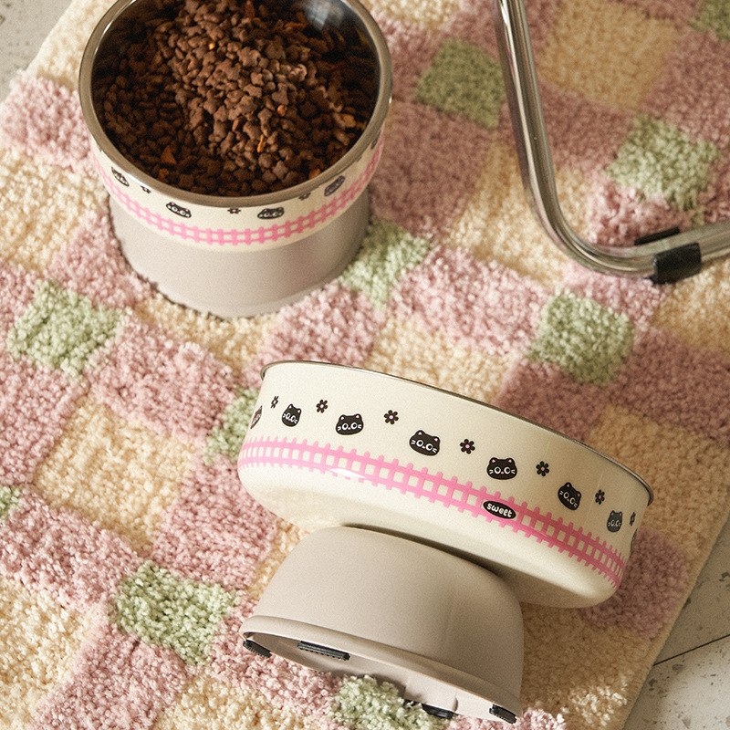 Cuenco para gatos Cuenco para mascotas personalizado Cuello para gatos Cuello para perros Cuenco de acero inoxidable de gran capacidad Cuenco para gatos anti-volcado al por mayor