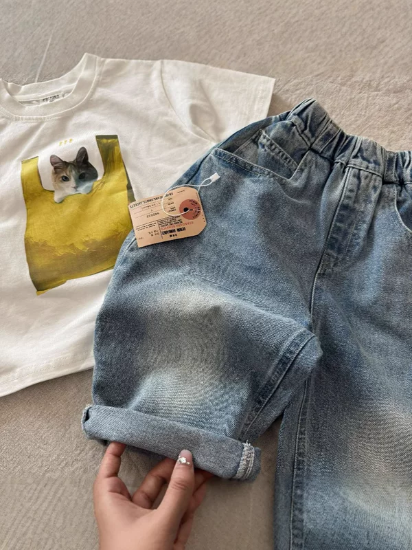 Children's spring jeans for boys, trousers