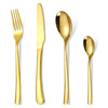 Set stainless steel, golden tableware, suitable for import, 24 pieces