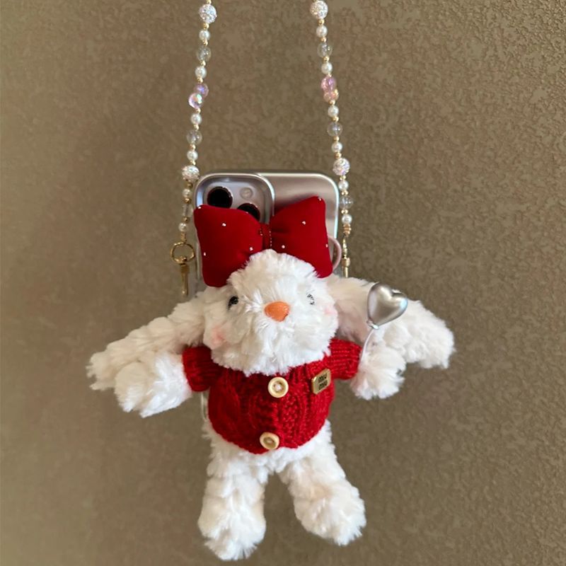 Phone Back Clip Doll Dopamine Long-Eared Rabbit Phone Back Clip Crossbody Chain Korean Version Phone Case Holder
