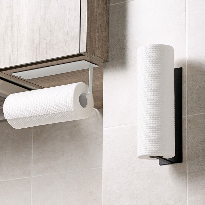 Transfronterizo de perforación libre de tejido titular de la cocina baño rollo titular gabinete montado en la pared de plástico estante de almacenamiento