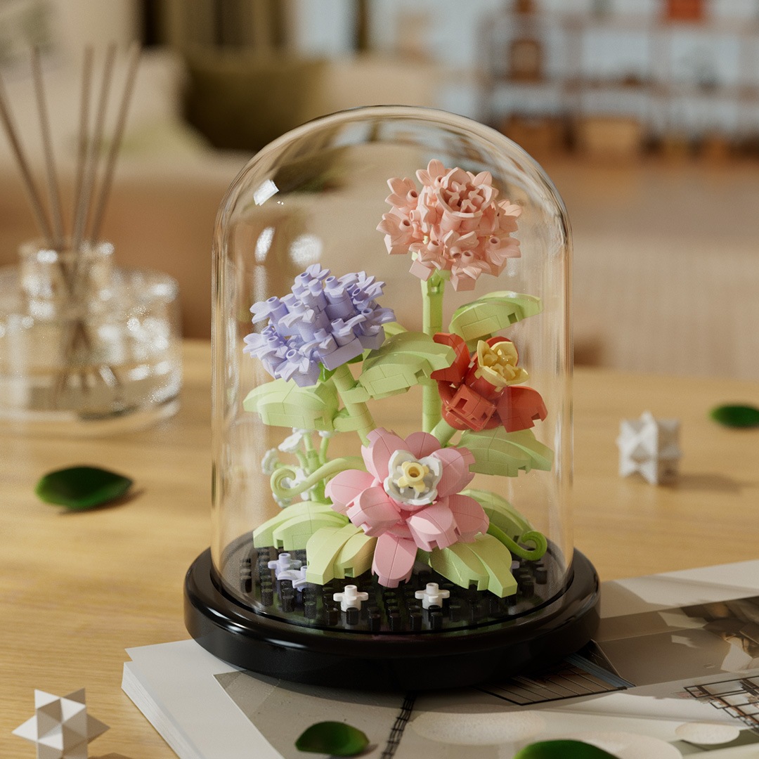 Chao Le Chuang 7345 - 7348 flores interestelares arco iris ramo de flores ensamblaje bloques de construcción juguetes para niños niñas rompecabezas adornos