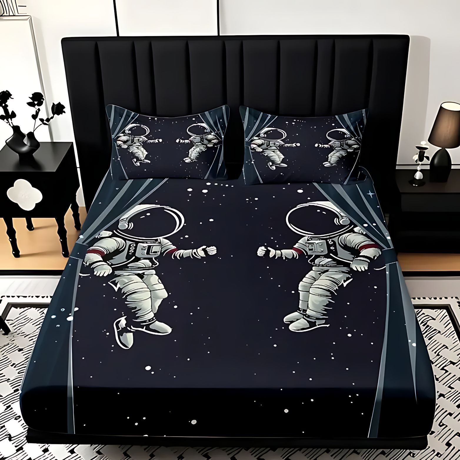 TEMU / JIT comercio exterior transfronterizo dibujos animados astronautas 3D impresión digital cama cama almohada kit para dibujar