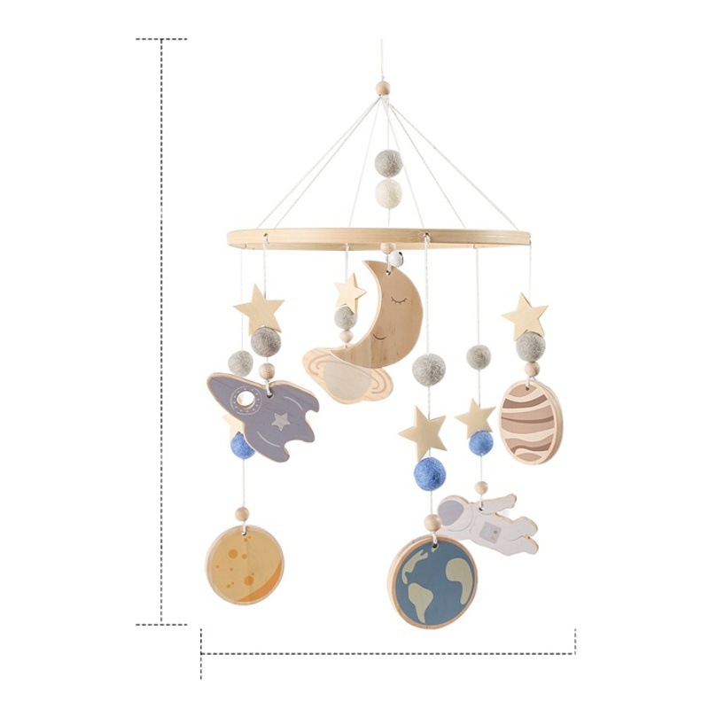 Estrella Luna cuna colgante bebé espacio cama campana simple bebé habitación decoración niños astronauta viento campanas colgantes