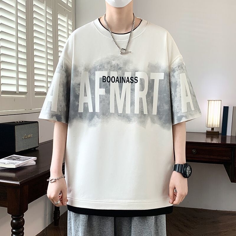Trendy Plus-Size Short-Sleeve Shirt for Men, Casual Loose Half-Sleeve Oversized Sweatshirt for Big and Tall Individuals 150kg Trendy Plus-Size Short-Sleeve Shirt for Men, Casual Loose Half-Sleeve Oversized Sweatshirt for Big and Tall Individuals 150kg