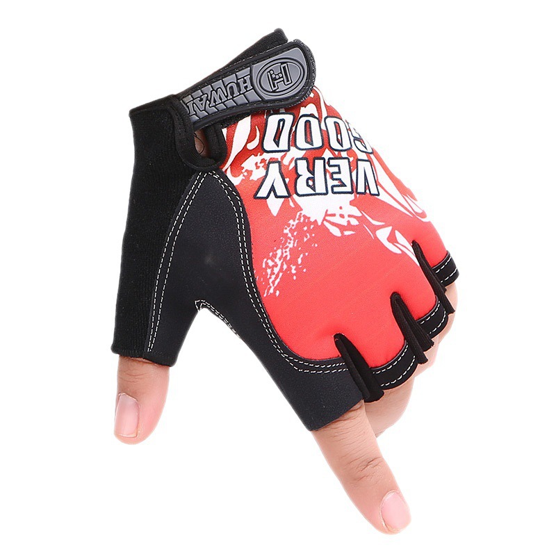 Printed letters half finger red