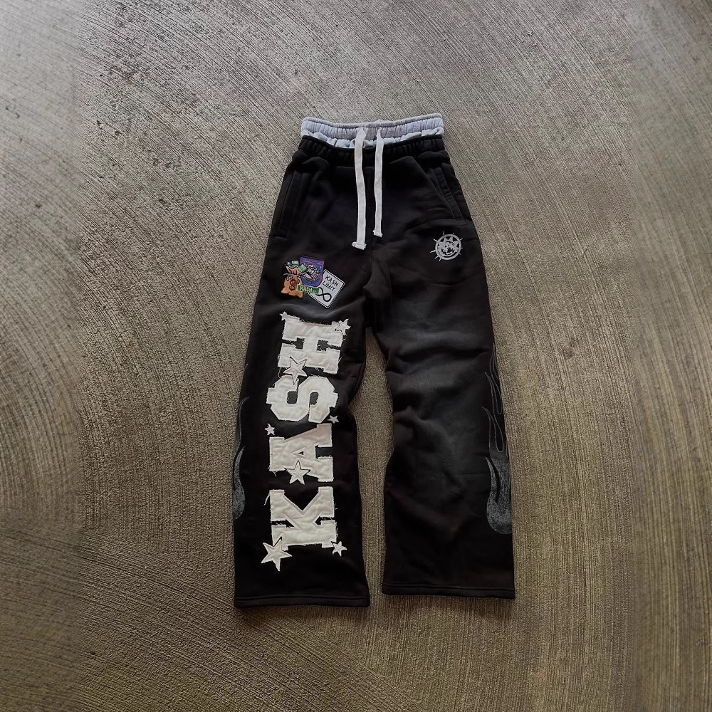 Cross-border Europa y América 2025 pantalones de moda de la calle alta marca de moda ins de la calle alta hombres y mujeres sueltos casuales rectos estampados estadounidenses